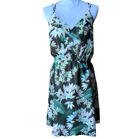 Miss Me floral strappy sundress v neck chiffon semi sheer elastic waist M medium - Picture 1 of 16